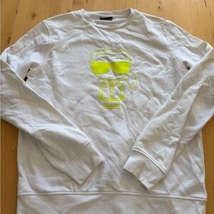 Karl Lagerfeld White Sweatshirt with Neon Yellow Design